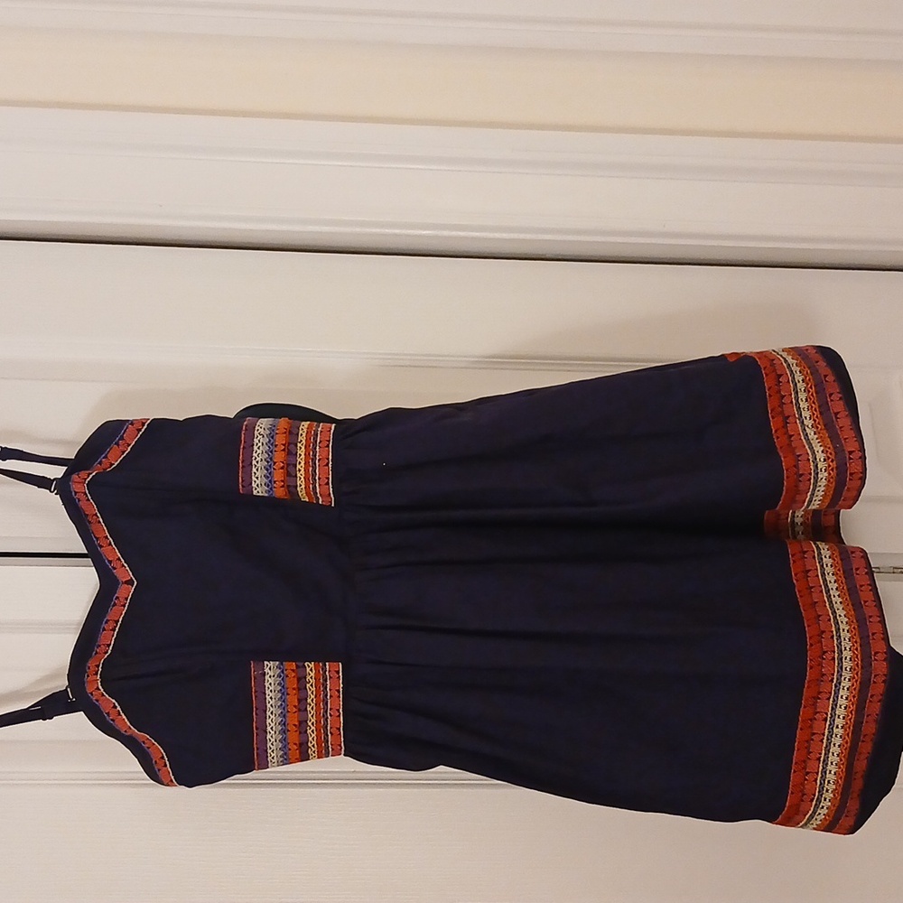 Navy blue anthropologie embroidered sundress